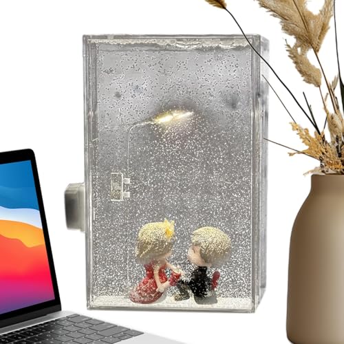 Luce notturna con paesaggio natalizio, luce notturna a globo con scena natalizia, villaggio illuminato a LED, luce notturna per le vacanze, decorazione domestica, paesaggio invernale perfetta per
