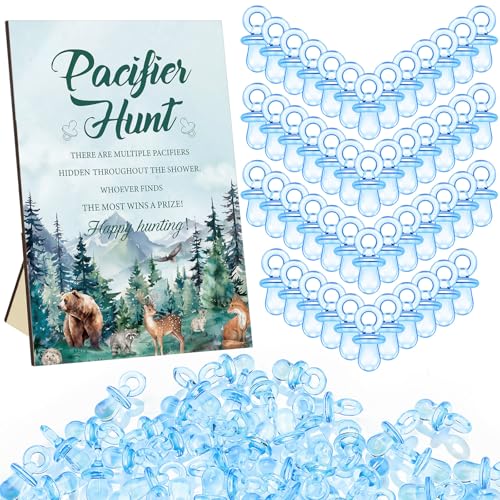 Image of Thyle 51 Pcs Let The Adventure Begin Pacifier Hunt Baby Shower Games Include Hunt Sign and 50 Acrylic Pacifiers for Adventure Awaits Baby Shower Game Decoration Gift Sets Gender Reveal Party Decor