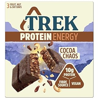 TREK Cocoa Chaos High Protein Energy Bar Plant Based Protein Gluten Free Natural Ingredients 55 g Multipack case 36 Bars