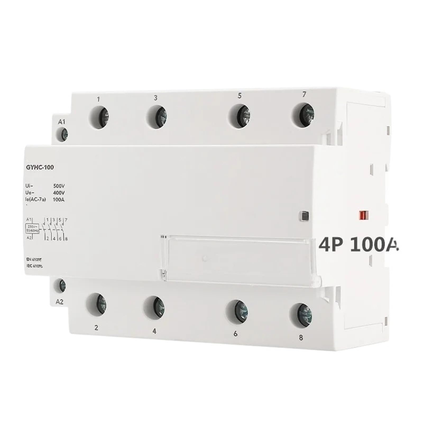 4Pole 100A AC 220V 230V 50/60Hz Haushalt AC Modulare Schütz Schalter Controller Home Hotel verwenden 1Pcs(4P 100A 4NO 230VAC)