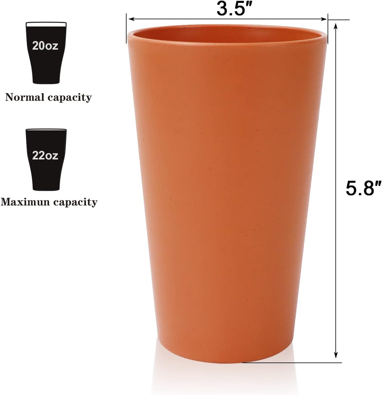 Homienly Reusable Plastic Cups - Wheat Straw Unbreakable Drinking Glasses & Water Glasses | Multi-Color Stackable Plastic Cups, Dishwasher Safe | Glassware & Cup Sets for Kitchen (20 oz 8-Pack) - Image 2