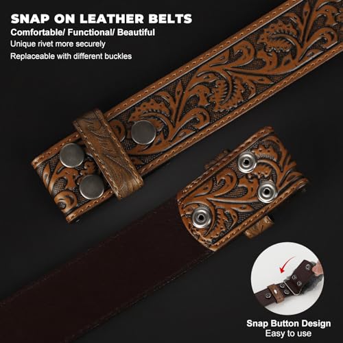 Image of BELTROAD Western Leather Belt Strap for Men Women Cowboy Cowgirl Leather Mens Belts for Jeans Birthday Christmas Belt Gifts