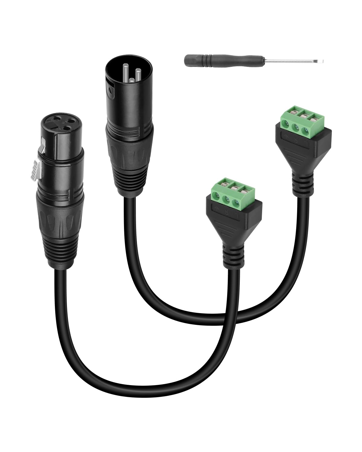 YANBORONSN XLR Male Cable to 3Pin Solderless Terminal Converter Cable,XLR Female to 3Pin Terminal Adapter Cable with Screwdriver for Speakers,Audio Equipment