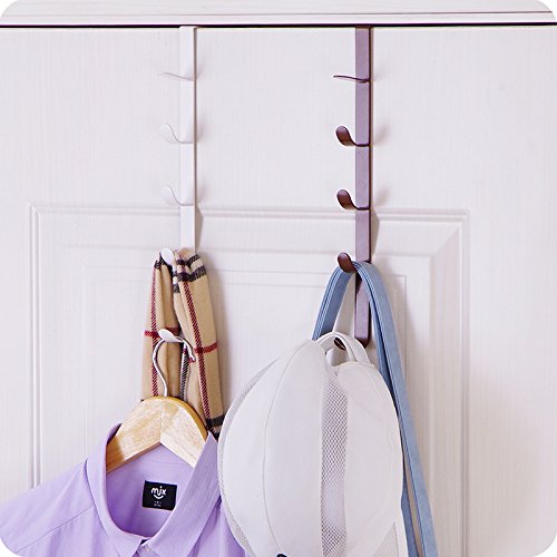 2Pcs Dream Lifestyle Over The Door Hooks, 5 Layers ABS Over Door Hook 5 Layers Abs Door Hook Organizer Rack Multifunction Punch Free Door Hooks Hanging Clothes Towels Coats Hats