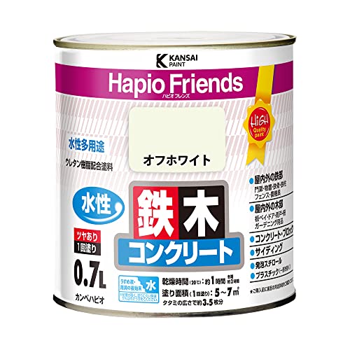カンペハピオ ペンキ 塗料 水性 つやあり オフホワイト 0.7L 水性塗料 日本製 ハピオフレンズ 00077650191007（Amazon）