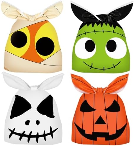 100 Pcs Halloween Treat Bags Rabbit Ear Candy Bags Trick or