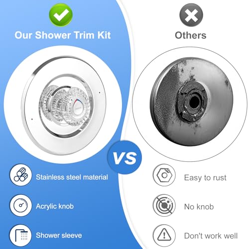 Image of Shower Trim Kit, Compatible with Moen T470 Chateau Shower Trim Kit, for Dual Seal Cartridge Trim Kit and Single Handle Tub /Shower Trim, Includes Escutcheon, Tubes, Shower Handle and Screws, Chrome