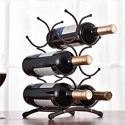 Botellero de vino para encimera, restaurante, cocina, bar, escritorio, hierro forjado, decoración del hogar, estante de almacenamiento de botellas de vino, estante de exhibición pequeño