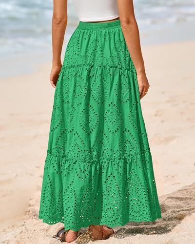 Image of BTFBM Eyelet Long Skirts for Women Beach Vacation