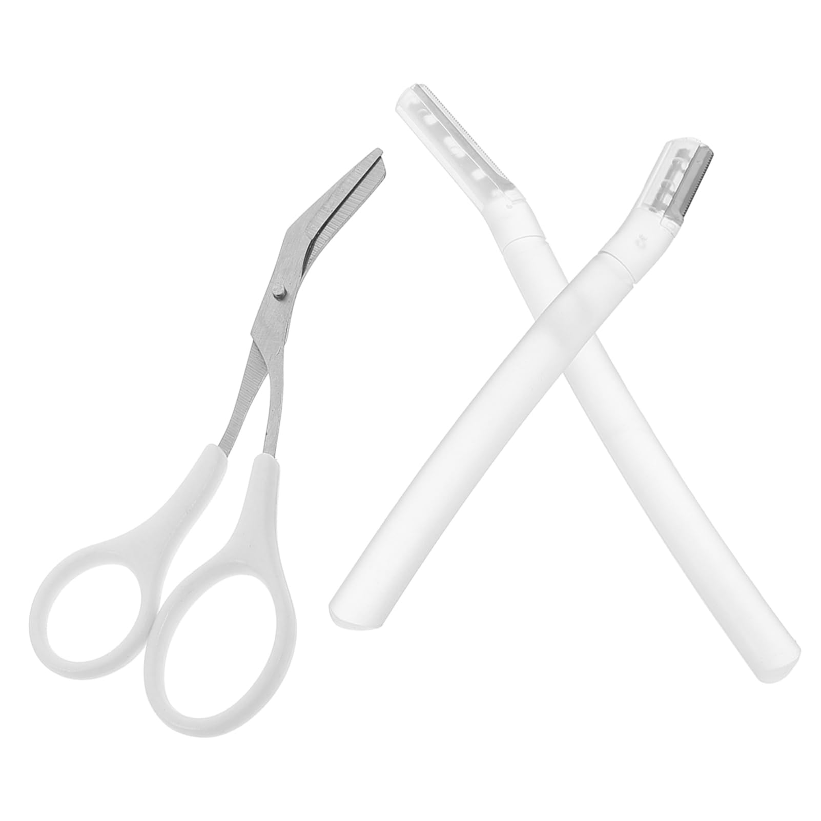 Ipetboom 1Set Eyebrow Scissors and Razor Kit with Comfortable Grip Transparent Blades for Precise Grooming Multipurpose Facial Hair Removal Tools for Women and Men for Home Travel
