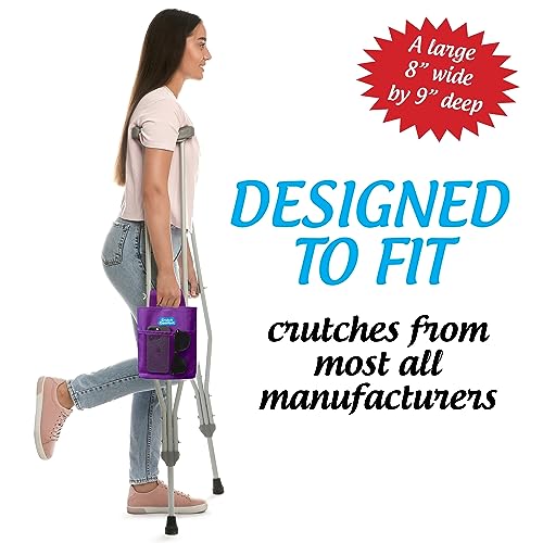 Large Universal 2-Pocket 8"x9" Crutch Bag/Tote/Pouch (Purple)