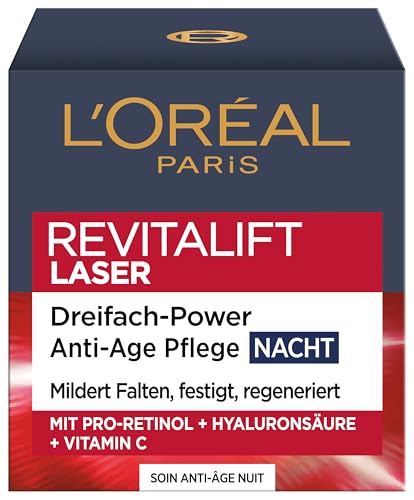 L'Oréal Paris Anti-Aging-Nachtcreme mit Dreifachpower für Frauen: mildert Falten & strafft die Haut, mit Pro-Retinol… – Ansicht 2