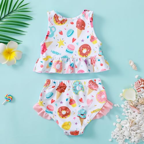 Image of Baby Swimsuit Girl Two Piece Bathing Suit Toddler Girls Summer Beach Ruffle Tankini Swimwear 1-7Y