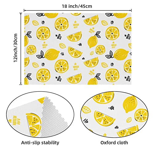 Sets de table citron faciles à nettoyer lot de 4 protecteurs de table