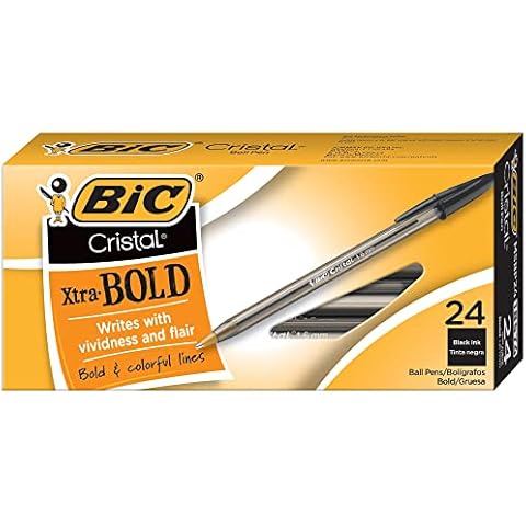 BIC Cristal Xtra Bold Ballpoint Pen, Bold Point (1.6mm) For Vivid And Dramatic Lines, Black, 24-Count Cover
