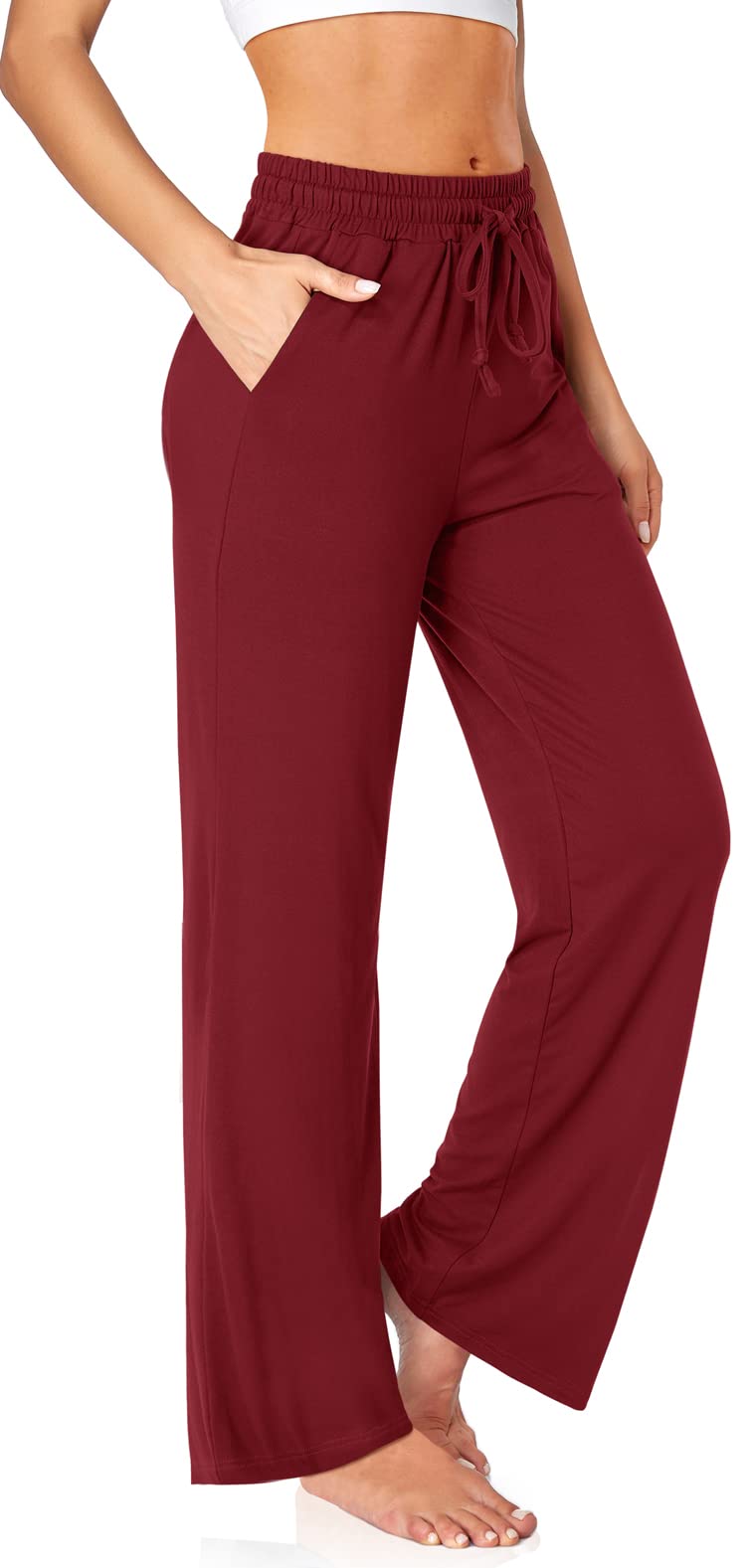 UEUWomen's Casual Loose Wide Leg Cozy Pants Yoga Sweatpants Comfy Drawstring High Waisted Lounge Pajama Pants with Pockets