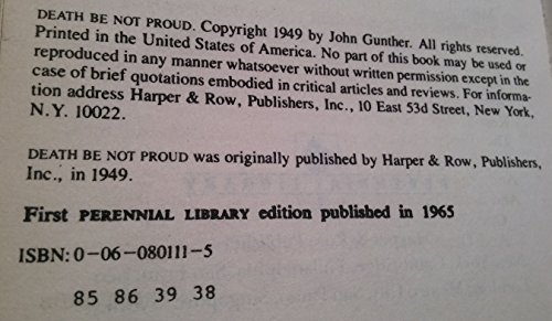 Death Be Not Proud B002B22SQO Book Cover