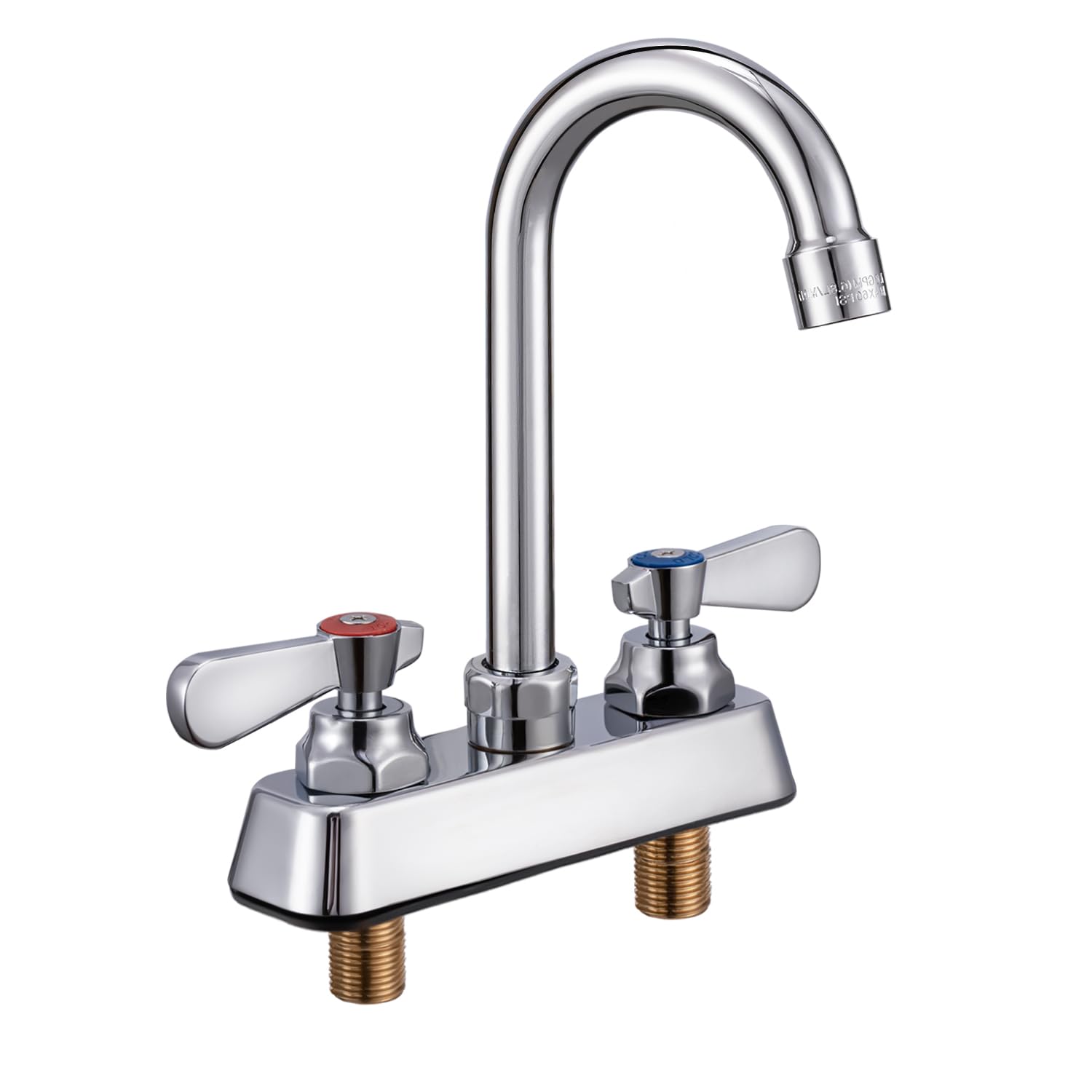 Sepaitek Leak-Free Commercial Sink Faucet 4 inch Center 2 Hole, Commercial Handwash Sink Faucet 3-1/2" Gooseneck Deck Mount, Laundry Tub Utility rv Bar Sink, Brass