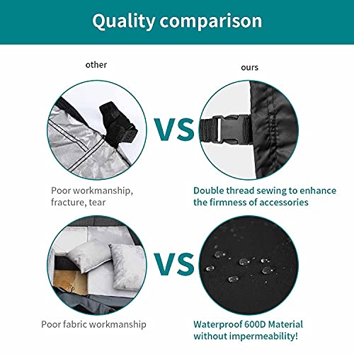 LCGOD Garden Furniture Covers - Waterproof, Heavy Duty 600D Oxford Fabric, Windproof, Anti-UV Outdoor Table Covers (190 x 120 x 74 cm) - Image 6