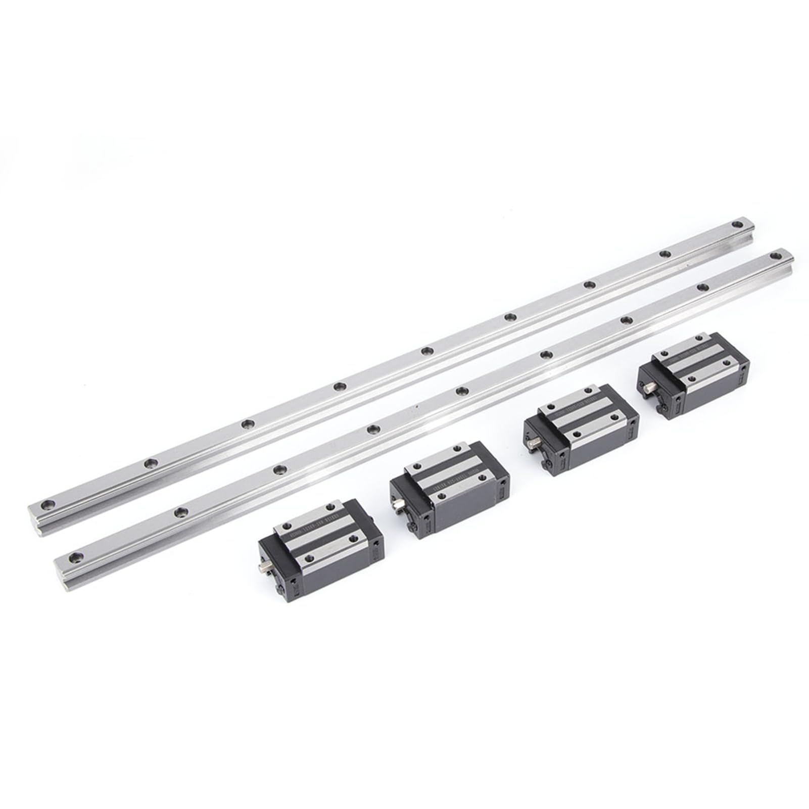 Domary 2 szt. HGH15 Prowadnica Liniowa 500 Mm z 4 szt. HGH15CA Blok ślizgowy Czarny do Maszyny CNC, Wysoka dokładność 0,02 Mm, Konfiguracja DB Back-to-Back, Smarowanie Olejem