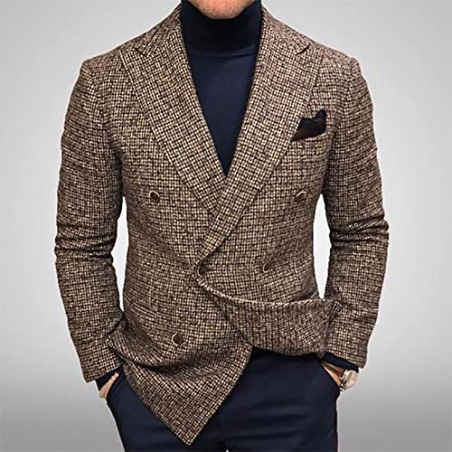 Men's Casual Sport Coat Slim Fit Lightweight Double Breasted Plaid Blazer Jacket Stylish Two Button Suit Jackets2