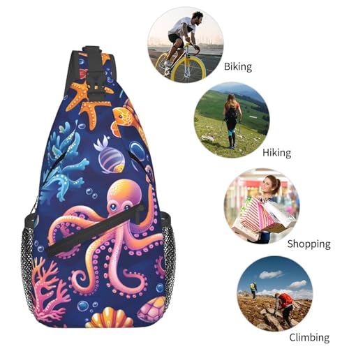Bolso bandolera con patrón de tortuga y pulpo para mujer y hombre miniatura 6