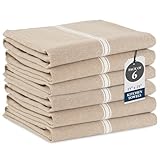 Lane Linen Kitchen Towels Set - 100% Pure Cotton Dish Towels for Kitchen, Super Absorbent Kitchen Hand Towel, Tea Towels, Soft & Durable Dish Cloths, Pack of 6 – 14”x25”, Beige