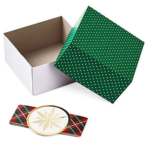 Hallmark Assorted Size Gift Boxes With Wrap Bands For Christmas (3 Boxes: Red, Green, Gold, Christmas Wishes," "Joy To You") Snowflakes, Stripes, Dots, Plaid (0005Xbc1128) #TOP4