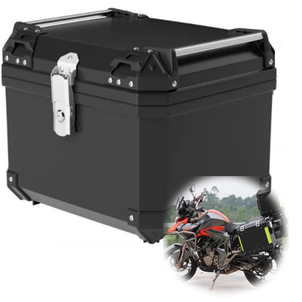 NILZA Baúl De Moto 36L 45L Maletero Moto Scooter Baul para Moto, Baul Moto Universal Top Case Caja De Moto Topcase con Respaldo, Maleta para Moto (Size : 57L Black)