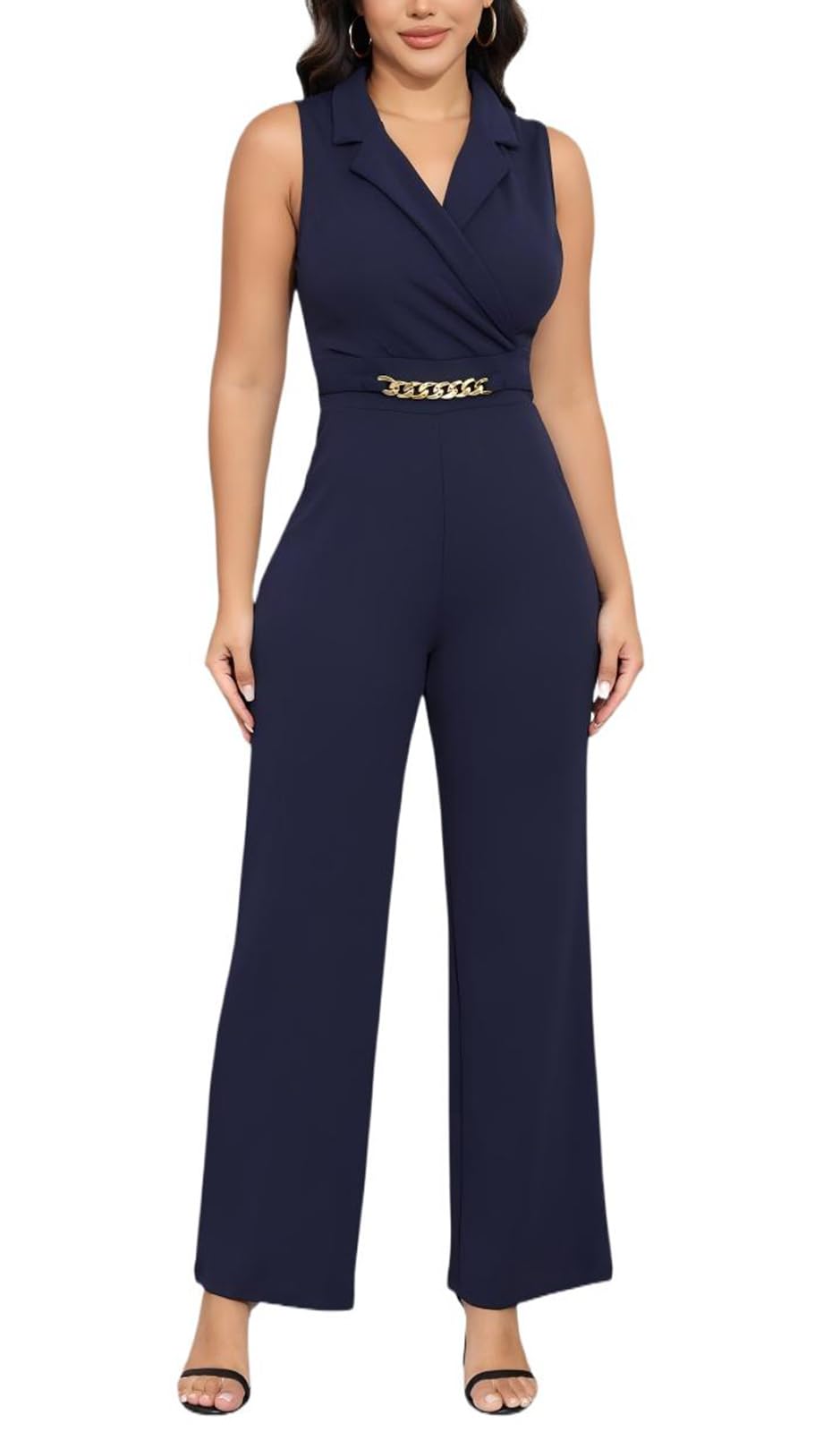DeftSharp Women's Sexy Cocktail Party Clubwear Casual Working Rompers Long Dressy Jumpsuit