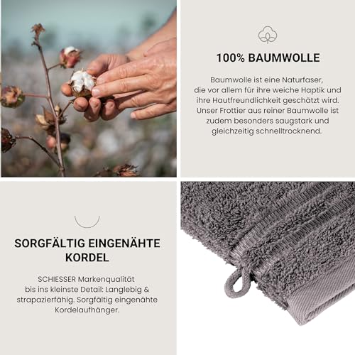 Schiesser Frottier Waschhandschuh Milano im 5er Set | 100% Baumwolle aus nachhaltiger Produktion | weich, saugstark, farbecht | 16x22cm | Dunkelgrau | Anthrazit – Bild 5