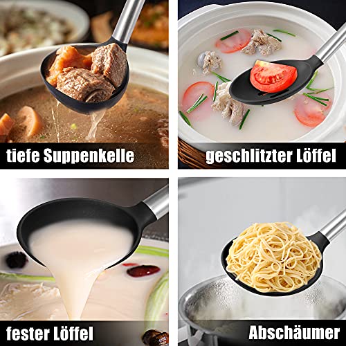 Silicone Cooking Utensils Set, 13 Piece Kitchen Heat Resistant Kitchen Utensils,Turner Tongs, Spatula, Spoon, Brush, Whisk, Kitchen Utensil Gadgets Tools Set For Nonstick Cookware, Bpa Free #TOP7