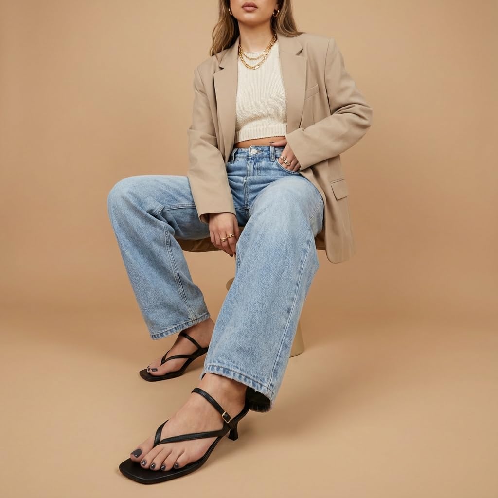 CUSHIONAIRE Madrid Kitten Heel Square Toe Women's Sandals - Comfortable Dressy Strappy Heels Sandals for Women, Wide Widths Available