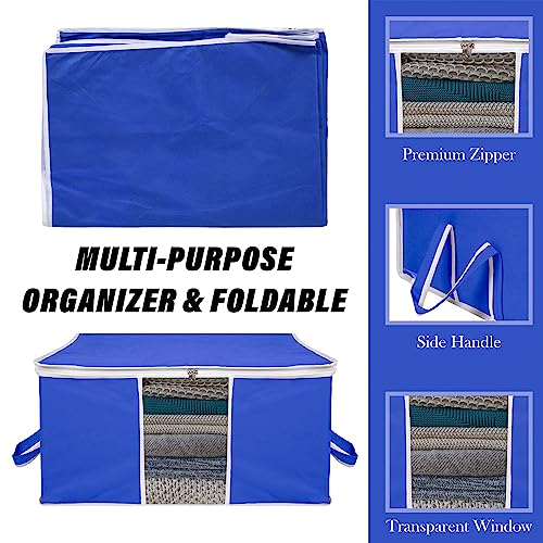 Image of Kuber Industries 6 Piece Clothing Storage Bags|Under Bed Foldable Organizer|Blanket, Quilt, Comforter Cover (Blue)
