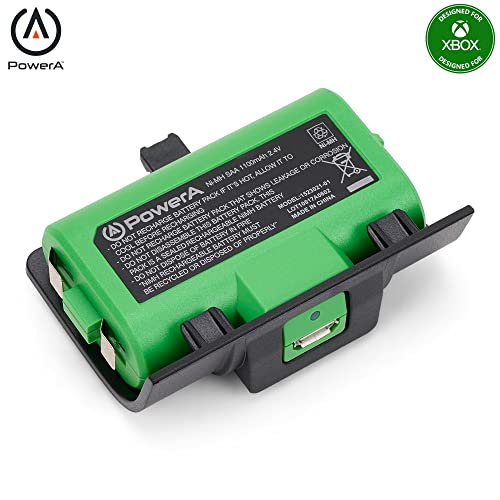 Image of PowerA Rechargeable Battery Pack for Xbox Series X|S, battery cover, green, works with Xbox One