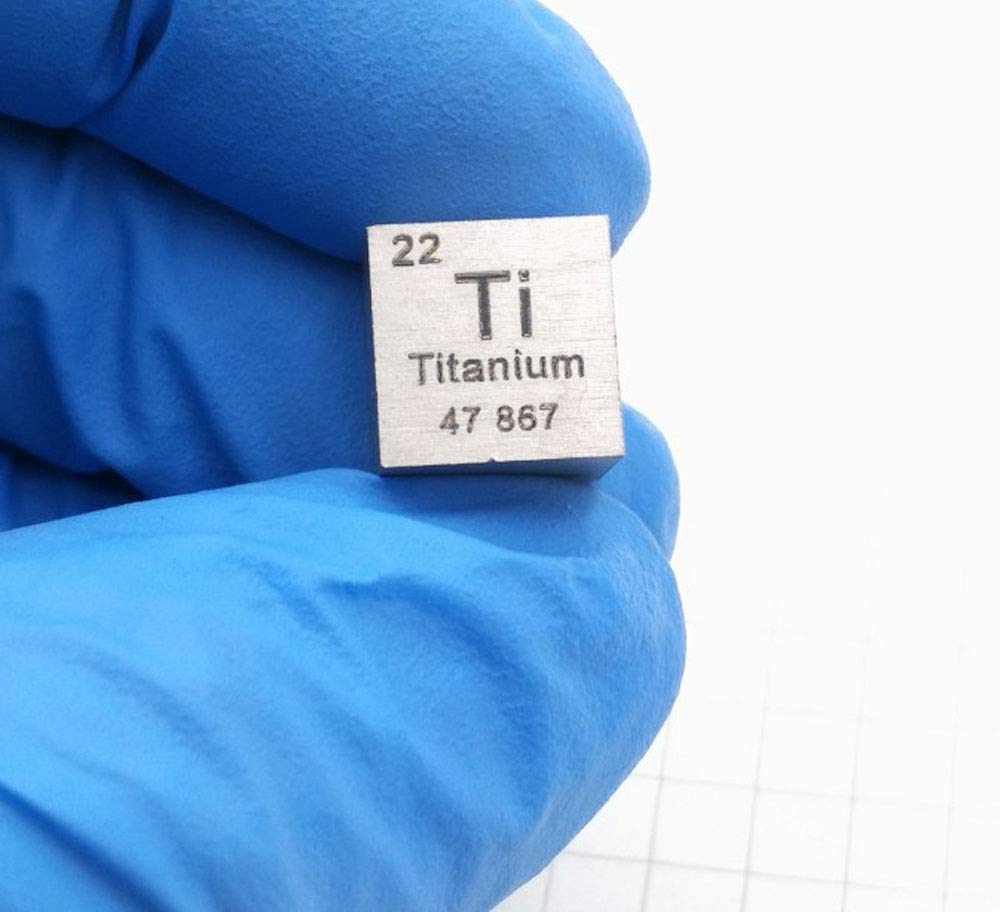 Metal Cubes,10mm Metal Density Cube More Than 99% Purity, Periodic Table Metallic Element Cube 10mm Each Side, Sample Gift (Ti(Titanium))