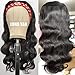 LONG YAO Headband Wigs for Black Women Human Hair Body Wave Headband Wig Human Hair Body Wave Can be Restyled into Straight or Curly None Lace Front Wigs Brazilian Virgin Hair Wigs 12 Inch