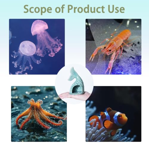 Image of Blue Aquarium Decor Ceramic Mermaid Tail Betta Fish Tank Cave