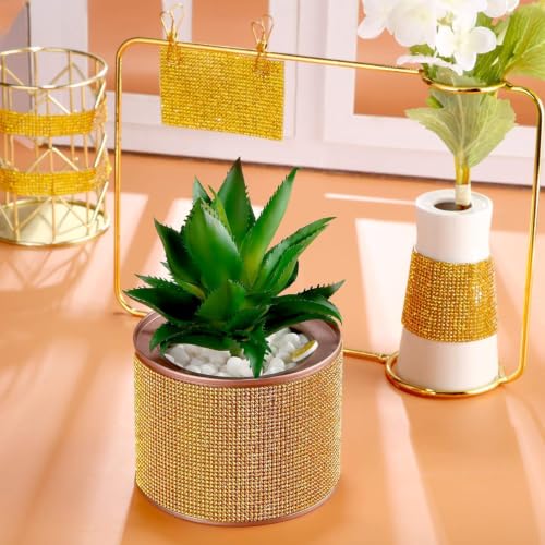Image of Winwell12000Pcs Bling Crystal Rhinestones Sheet Sticker, Self Adhesive Glitter Gem Sheet for DIY Crafts Gifts /Home Decor /handbag /Car /Mobiles & Accessories /hair accessory /Phone /decorative vase /picture frame /candle holder /Shoes /Scrapbook cover /DIY project Decoration, 13 x 9 Inch (Gold)