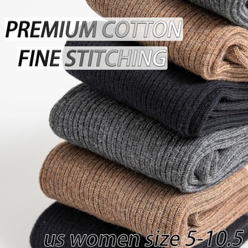 CHUNFO Casual Womens Calf Knee High Stocking Socks Tube Boot Knit Cotton Warm Long Thermal Ankle Sock Size5-10.52