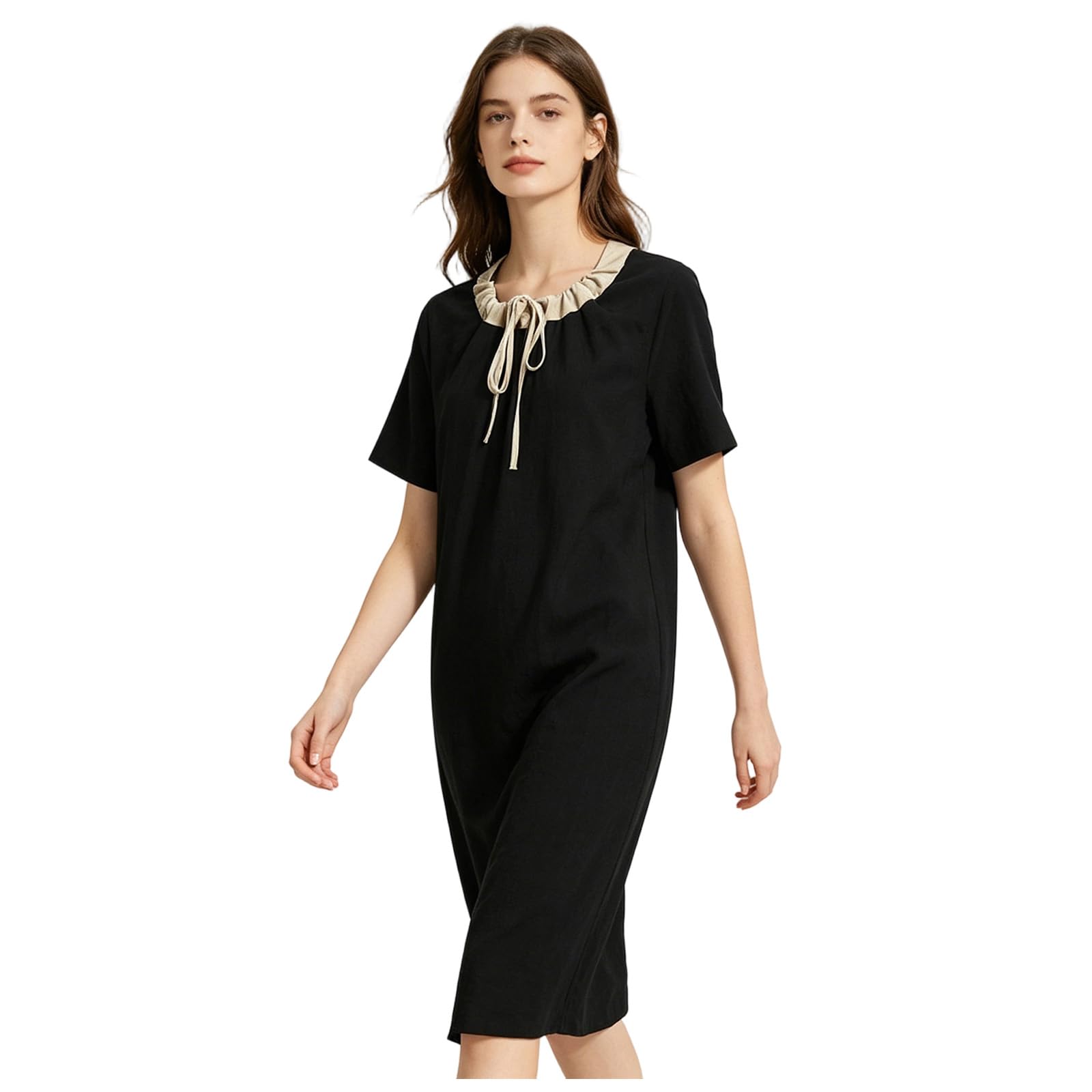 Robe été femme courte fluide en patchwork et franges avec poches - 8