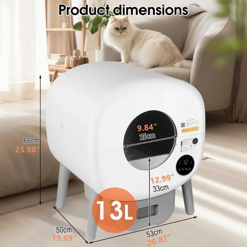 Self-Cleaning Cat Litter Box – Extra-Large Automatic Litter Box for Multiple Cats, Odor-Controlled with App Support and Ambient Light