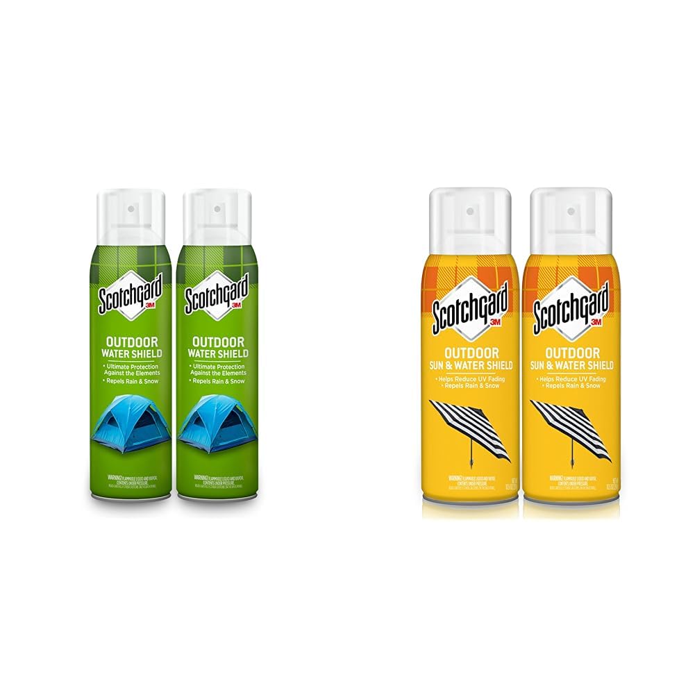 Sun and Water Shield, Repels Water, 21 Ounces (2 Cans) & Heavy Duty Water Shield, Repels Water, Ideal For Outerwear, Tents, Backpacks, Canvas, Polyester And Nylon, 21 Ounces