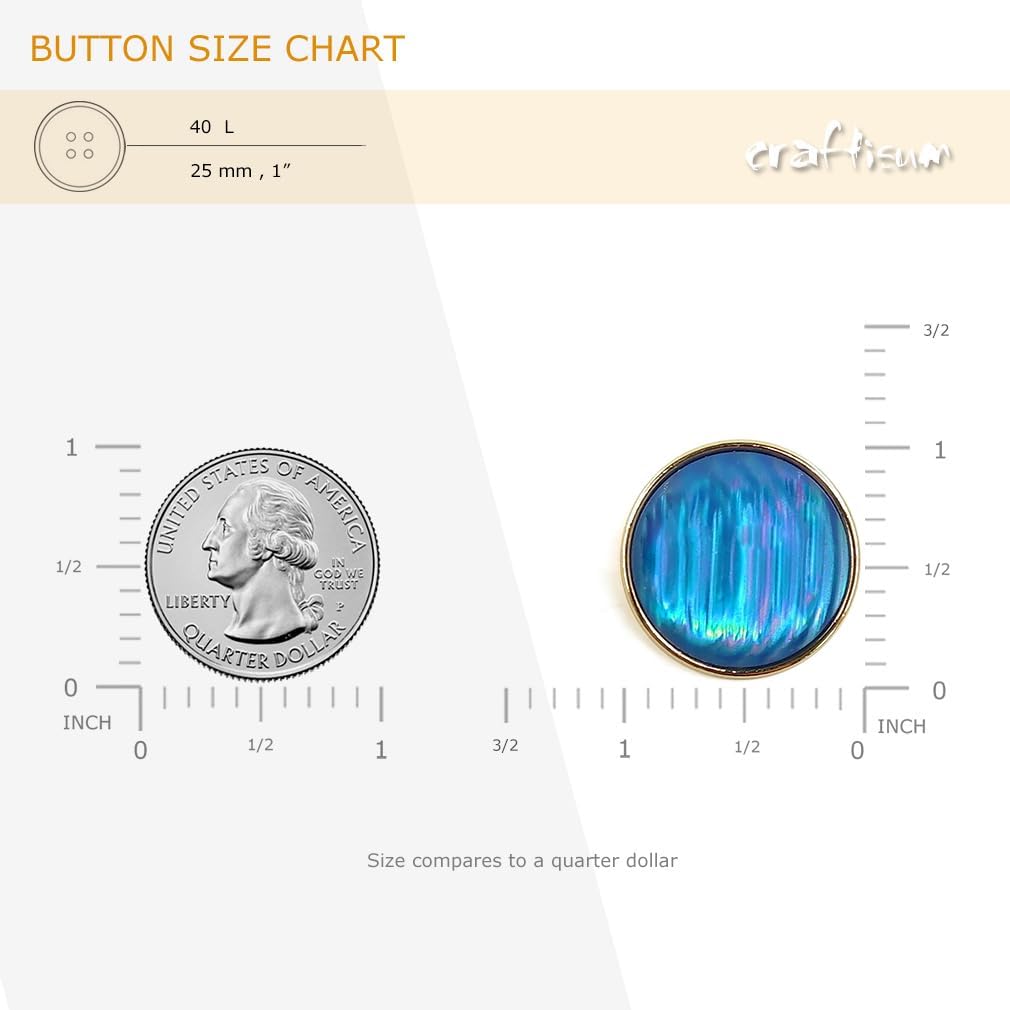 20 pcs Translucent Brushed Blue Resin Layer Sewing Metal Shank Coat Buttons -25mm -1"