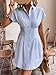 Milumia Women's Striped Button Front Cap Sleeve Collared Shirt Dress Blue and White Medium