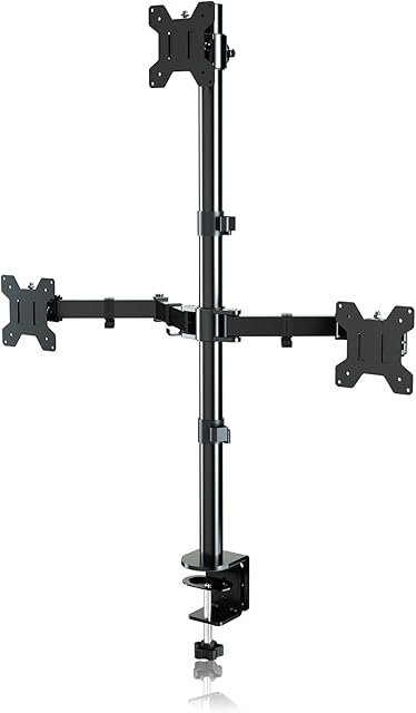 Suptek Triple Monitor Mount For 13"-27" Screens | Monitor Arm Clamp Tilt Swivel Rotation(80cm Pole) MD6843