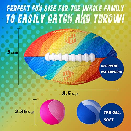 Football Official Size 9 Waterproof Football For Kids Youth Teen Boys Men,Upgraded Grip,W/ Pump And 2Pack Water Skipping Balls Summer Water Bouncing Balls For Swimming Pool Toys Swimming Games #TOP4