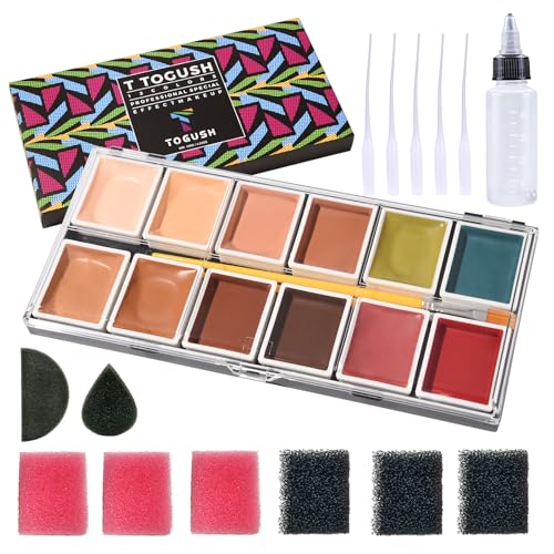 T TOGUSH Alcohol Activated Makeup Palette for FX Make up with Makeup Egg Mimic Wound Sponge Cleaning...