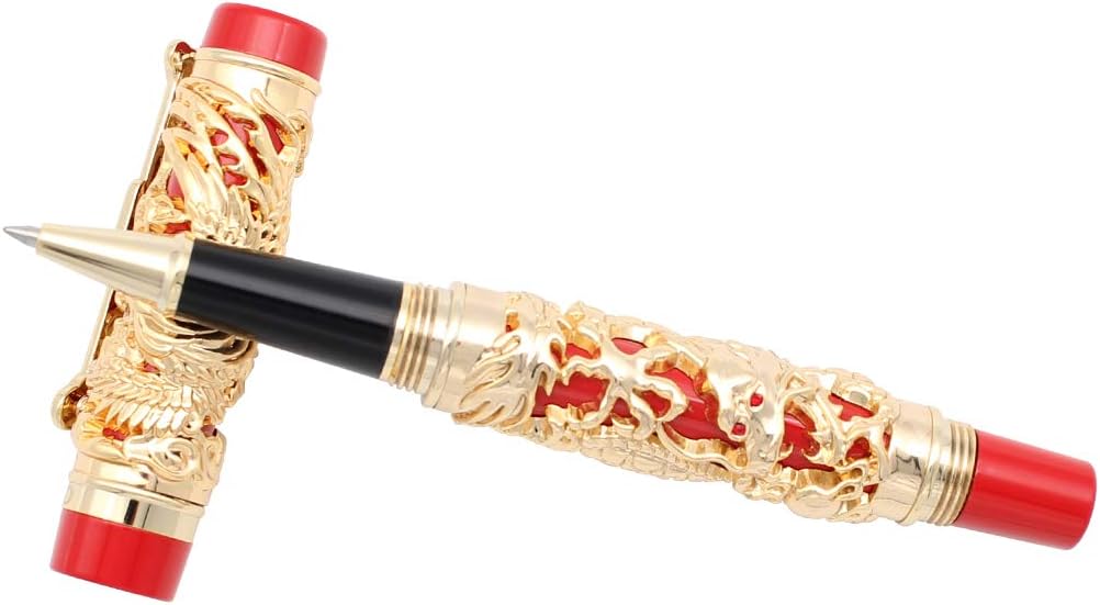 Gullor Advanced Roller Ball Pen Dragon/Loong & Phoenix Golden with Red