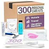 Personal Care Travel Toiletries | 1-Shoppe Amenities Kit | Travel Shaving Set, Toothbrush & Paste, Mouthwash, Makeup Wipes, Swabs, Nail File & Sewing Kit | 300 Pieces
